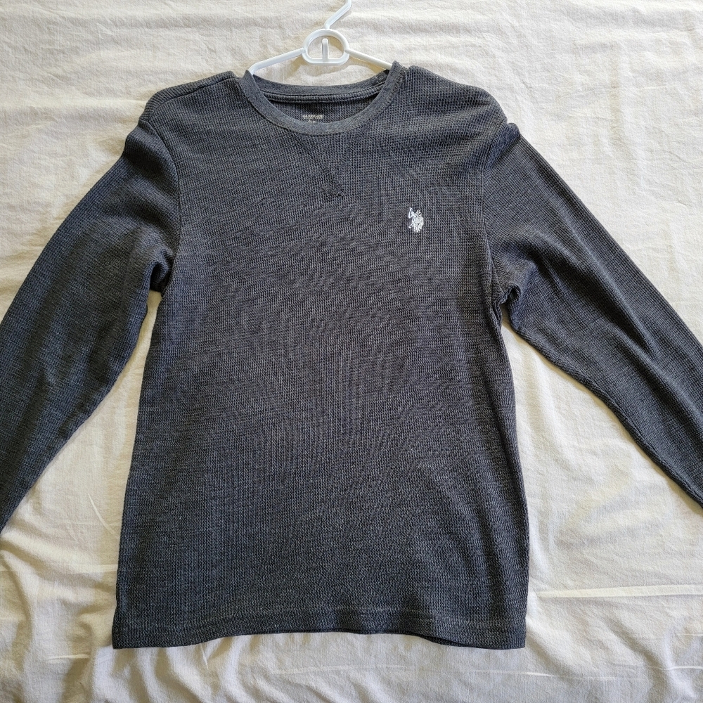 Grey Official U.S. Polo Assn Size Medium NWOT Men's waffle knit top